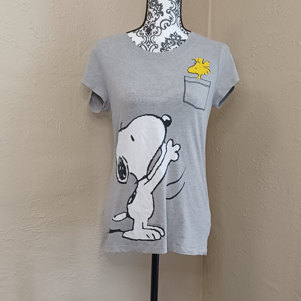 ** LAST CHANCE SALE** Peanuts, T-Shirt , Snoopy & Woodstock, Grey, Wmn L (11-13)